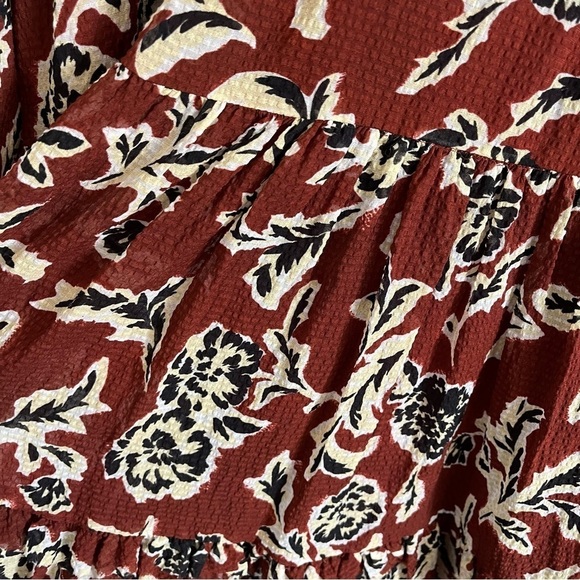 TANYA TAYLOR Edita Crinkled Puff-Sleeve Tiered Mini Dress - Picture 8 of 12